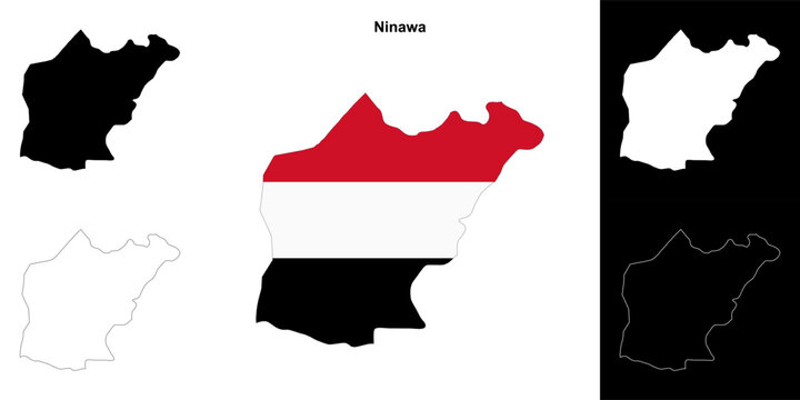 Ninawa governorate outline map set
