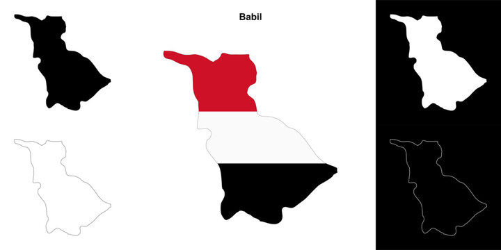 Babil governorate outline map set