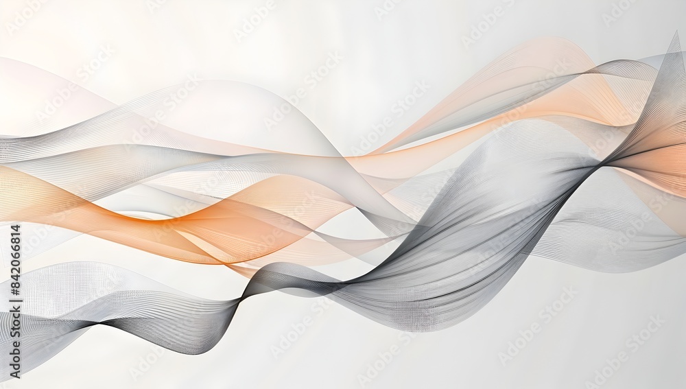Poster peach and grey color abstract wave background vector presentation design, simple shapes