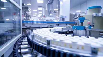 Fototapeta premium Automatic robot arm used in medicine manufacture factory