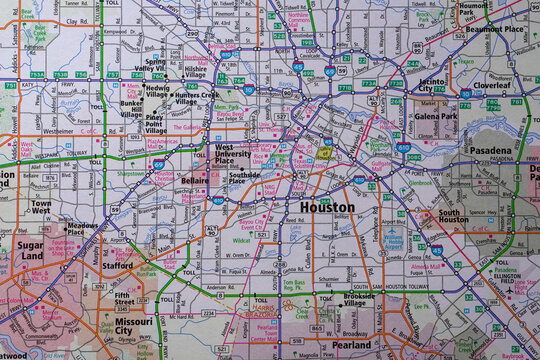 Road map of the greater Houston, Texas area