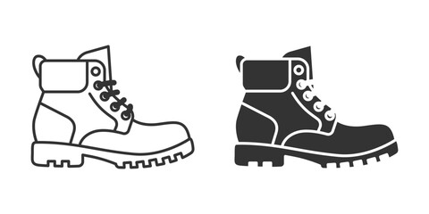 Flat Vector Linear and Silhouette Male and Female Ankle Boots Icon Set Isolated. Footwear Symbol Set, Design Template, Clipart. Vector Illustration