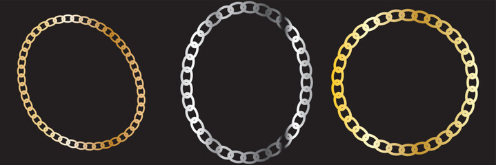 Vector illustration of chain pattern set of braided ropes in white background. Link icon. eps 10