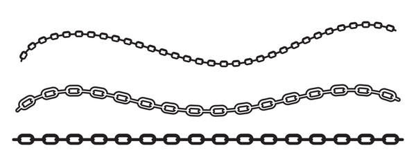 Vector illustration of chain pattern set of braided ropes in white background. Link icon. eps 10