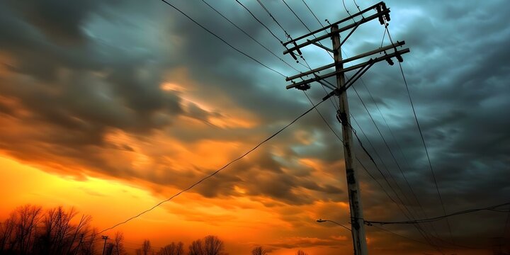 Disruption to Electrical Infrastructure Due to Storm Damage. Concept Storm Damage, Power Outages, Electrical Infrastructure, Emergency Response