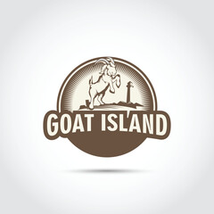 Obraz premium Goat Island Logo Design. Vector Illustrator