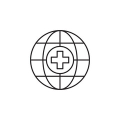 Earth globe with medical cross icon design, isolated on white background, vector illustration