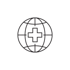 Earth globe with medical cross icon design, isolated on white background, vector illustration