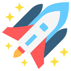 Rocket launch multi color icon, related to education and technology theme. use for modern concept, web and app development.