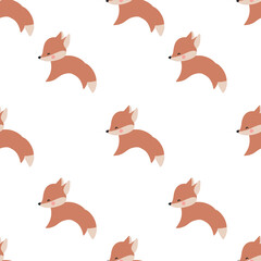 Seamless pattern with cute foxes