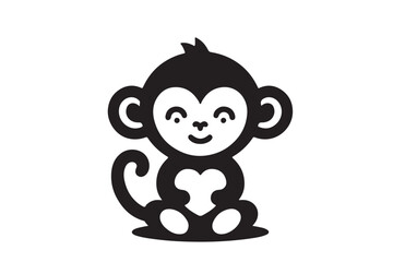 A cute monkey silhouette vector illustration
