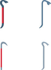 Collection of four different crowbar illustrations, isolated on a white background
