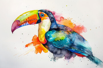 Obraz premium Cute Toucan Logo with Rainbow Colors