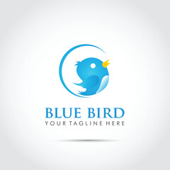 Blue Bird Funny Logo Design, Vector Illustrator