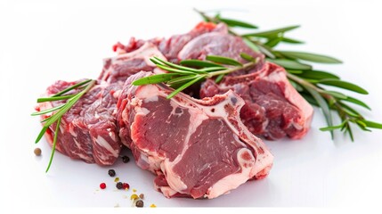 Fototapeta premium Pork ribs. Raw meat, isolated on white background