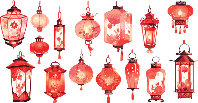 chinese red lantern clipart vector for graphic resources	
