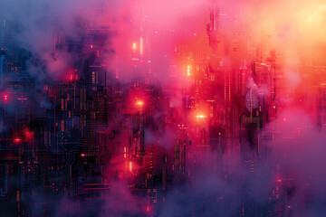 Fototapeta premium Techno Harmony: Electric-Purple Digital Art