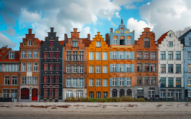 Obraz premium Colorful facades of old houses on the bank of Motlawa river in Gdansk Poland