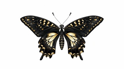Obraz premium Monochrome beautiful butterfly with intrinsic patterns.