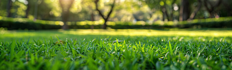 Lush Green Lawn with Soft Focus Background