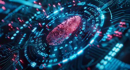 Fingerprint Scan with Futuristic Tech Elements