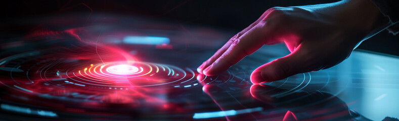 Obraz premium Hand Interacting with Digital Interface