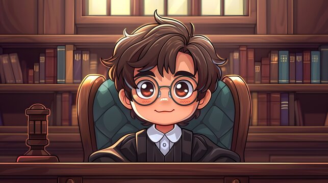 Chibi Character, A judge's duty is to ensure parity in the courtroom, treating all parties with fairness and respect., Isomatric View