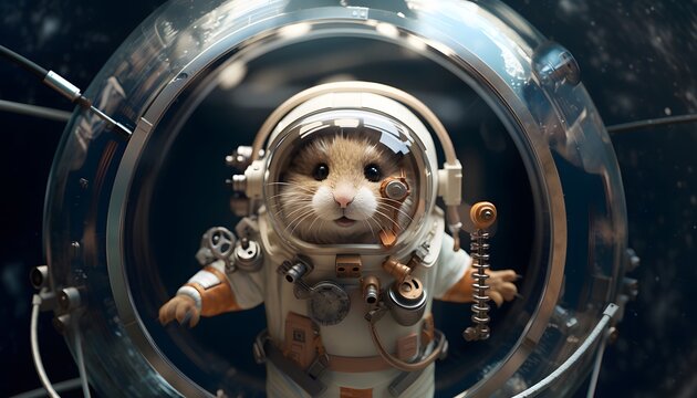hamster on space with astronaut suit - Powered by Adobe