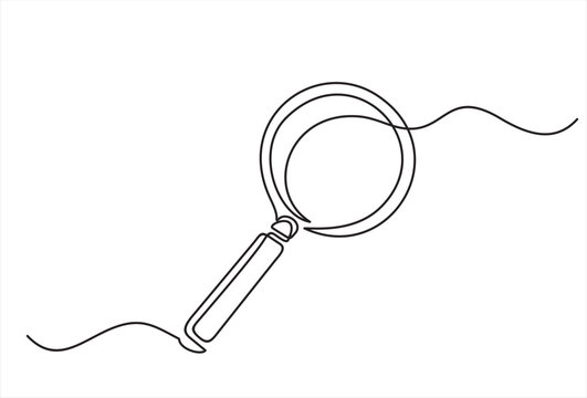 recommend clip art: Magnifying glass in continuous one line drawing. Concept of Business analysis in simple outline style. Used for logo, emblem, web banner, presentation. Doodle Vector Illustration