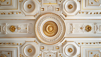 Elegant Ceiling Design with Central Medallion and Geometric Patterns