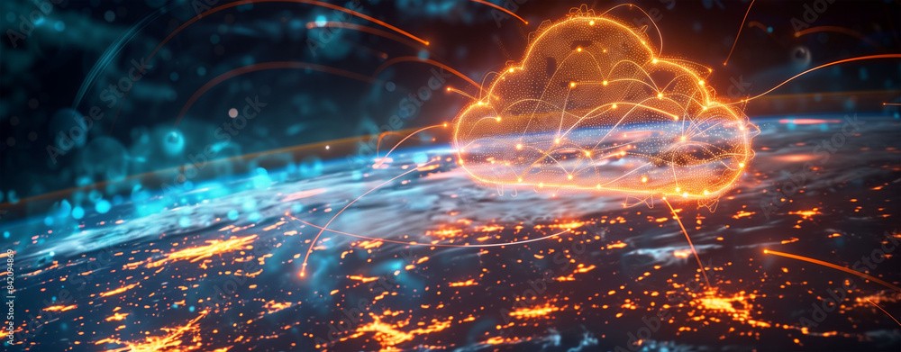 Poster global cloud computing network concept