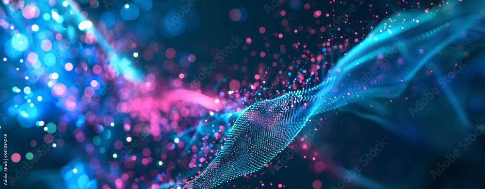 Aufkleber abstract geometric mesh with glowing data cloud