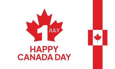 Canada Day Vector Illustration. Happy Canada Day Holiday Invitation Design. Red Leaf Isolated on a white background. Greeting card with hand drawn lettering.