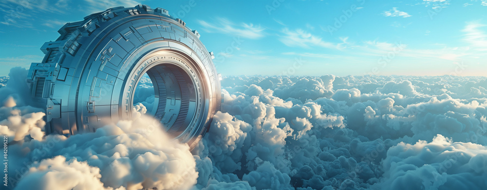 Poster secure metal vault floating in the clouds