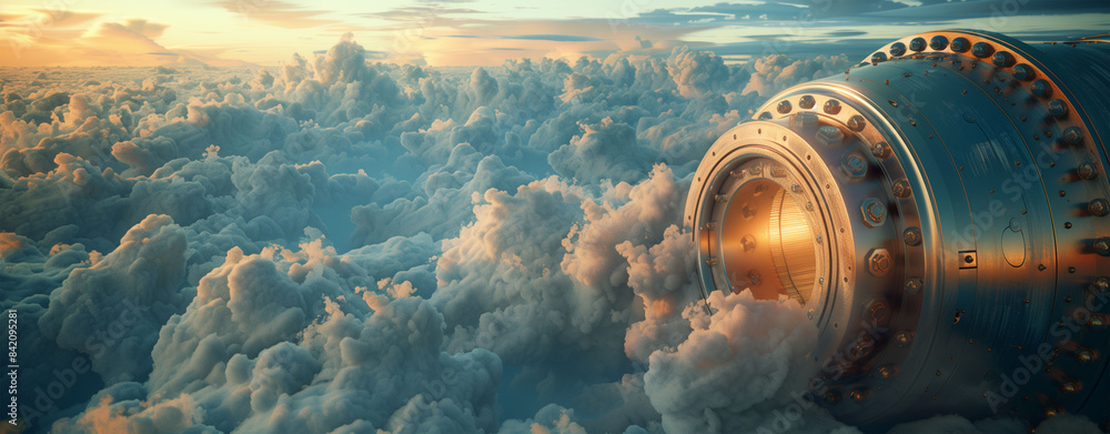 Poster secure metal vault floating in the clouds