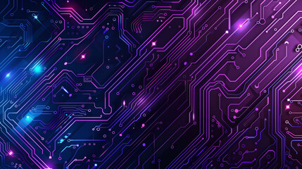 Vibrant Circuit Board Design in Blue and Purple