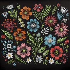 Wrapped in Colorful Creativity: Chalk Drawings of Various Blooms