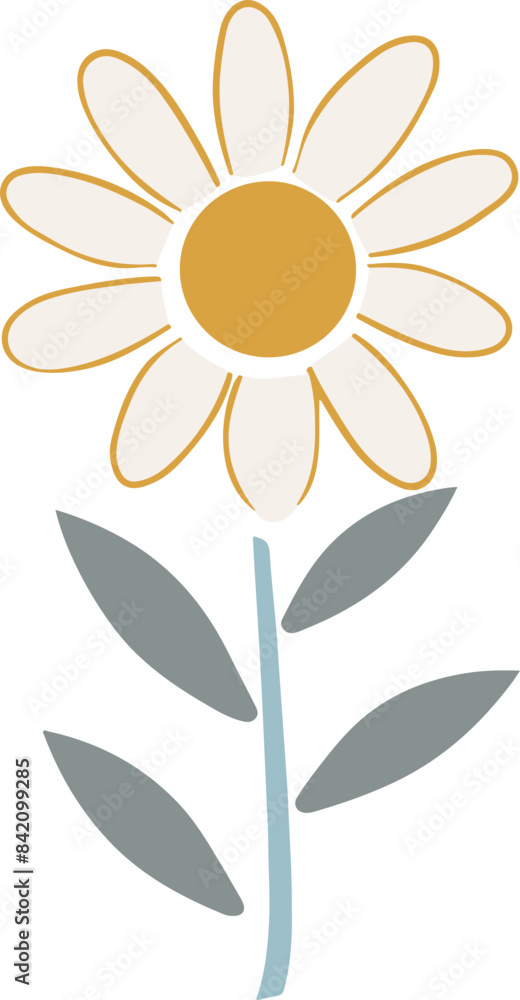 Poster Simple Flower Illustration of a Daisy, Representing Growth and Renewal with Copy Space