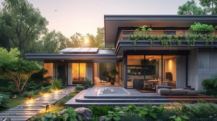 Fototapeta premium Modern House with Luxurious Outdoor Area