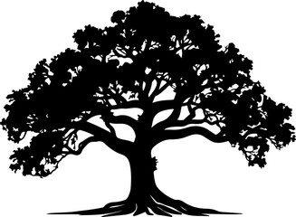 Silhouette of a Tree: Strength and Growth, with Ample Copy Space