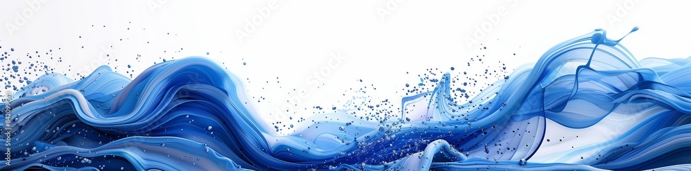 Wall mural abstract blue wave background with a splash of water, isolated on a white background. abstract art p