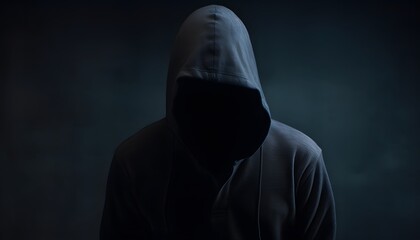 anonymous man, hacker wearing neon mask over dark background