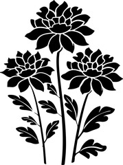 Black Floral Silhouette Trio - Nature's Simplicity and Elegance