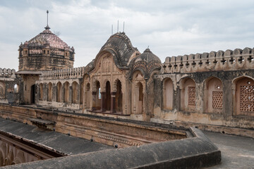 Orchha Lakshmi Narayan Temple building adorned with numerous domes