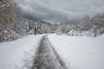 Obraz premium Winter Landscape of South Park in city of Sofia, Bulgaria