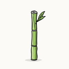 Fototapeta premium Cartoon Bamboo with Leaves, Simplicity, and Growth Concept with Copy Space