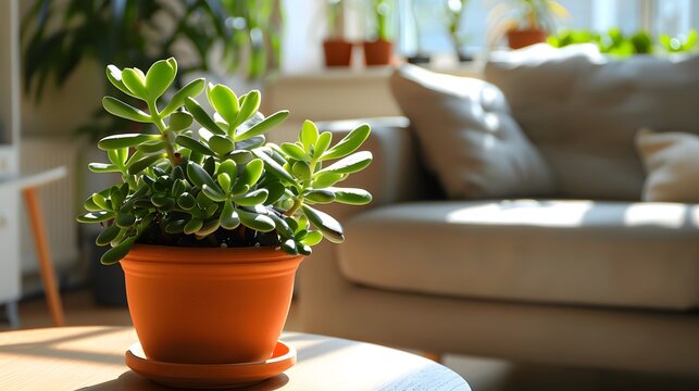 リビングに置かれたヒスイの植物
