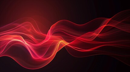 An abstract background with curved shapes, red and orange gradient on a black background.