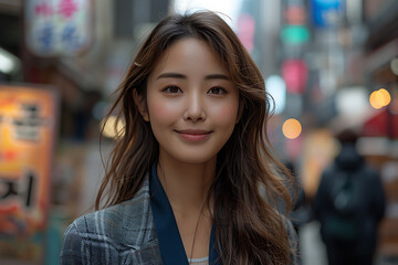 Confident Asian Businesswoman Thriving on Urban Street