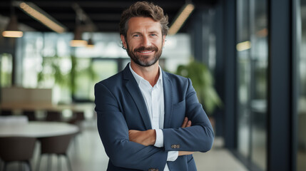 happy professional businessman, advertising job opportunities or good business services